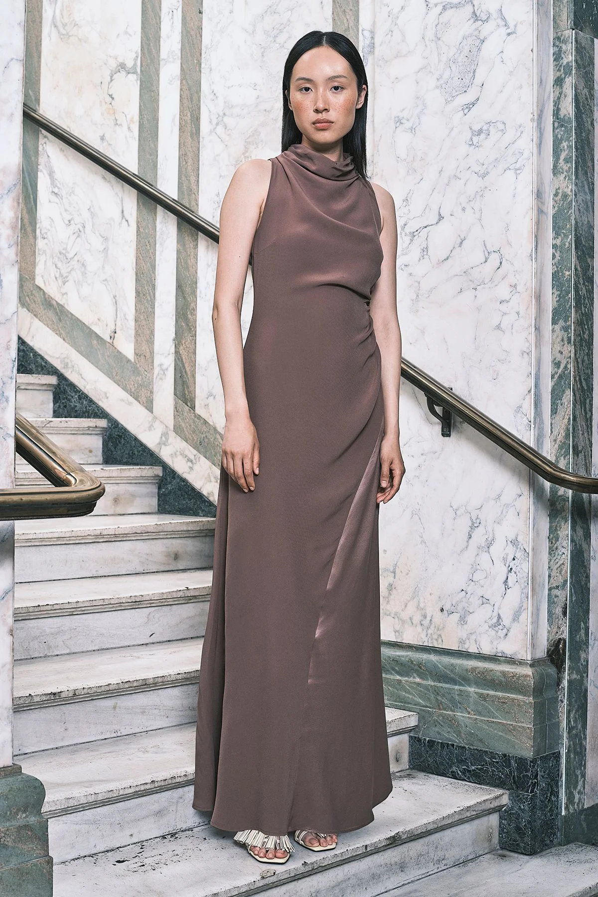 karen millen satin maxi dress Ivory KarenMillen Petite Satin Drape One Shoulder Tailored Maxi Dress