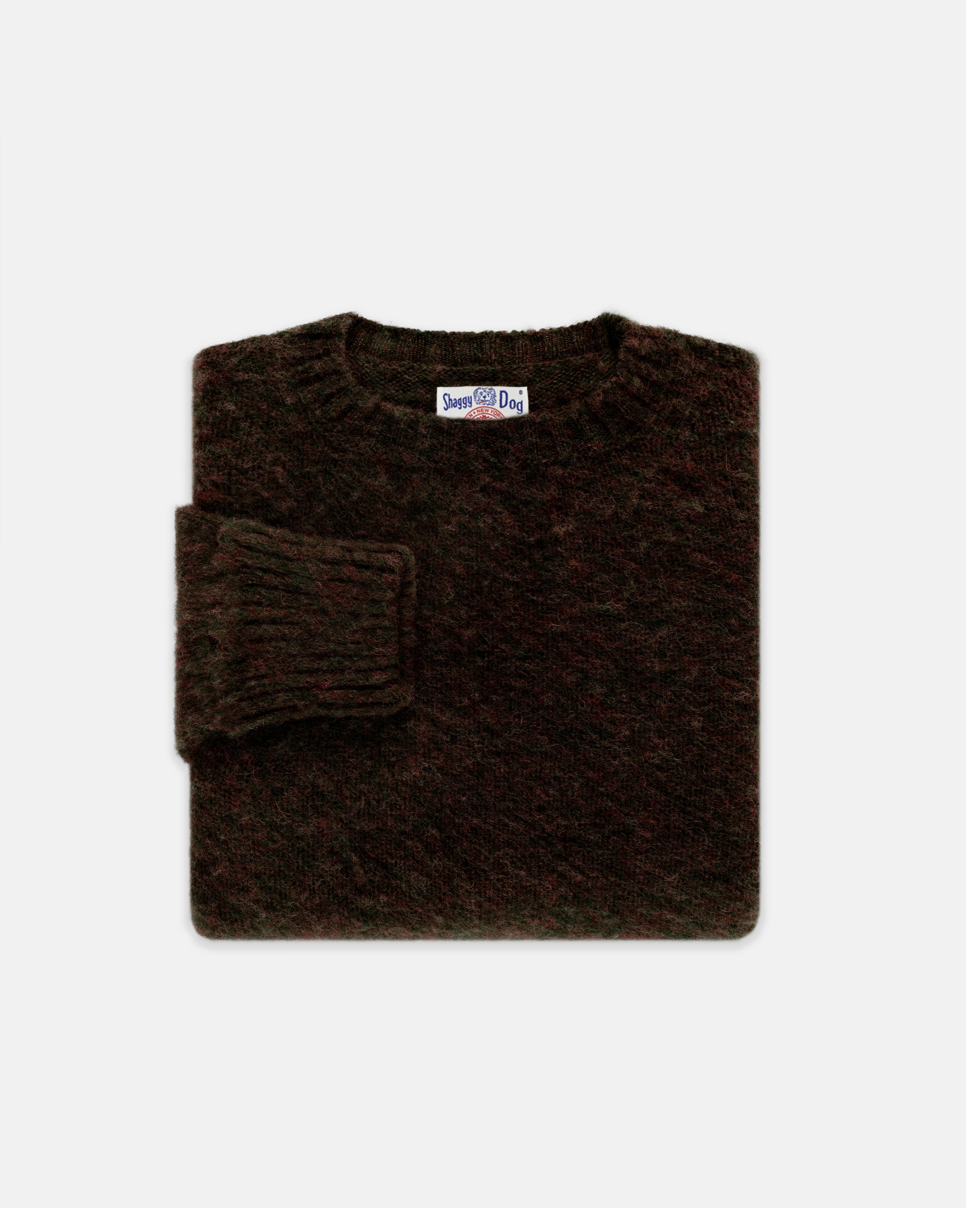 MADE-IN-SCOTLAND DARK BROWN MIX SHAGGY DOG SWEATER - CLASSIC FIT - 1
