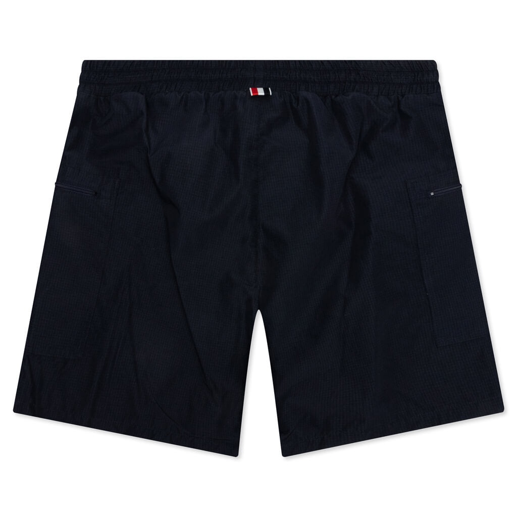 THOM BROWNE RIPSTOP ZIP POCKET MID THIGH SHORTS - NAVY - 2