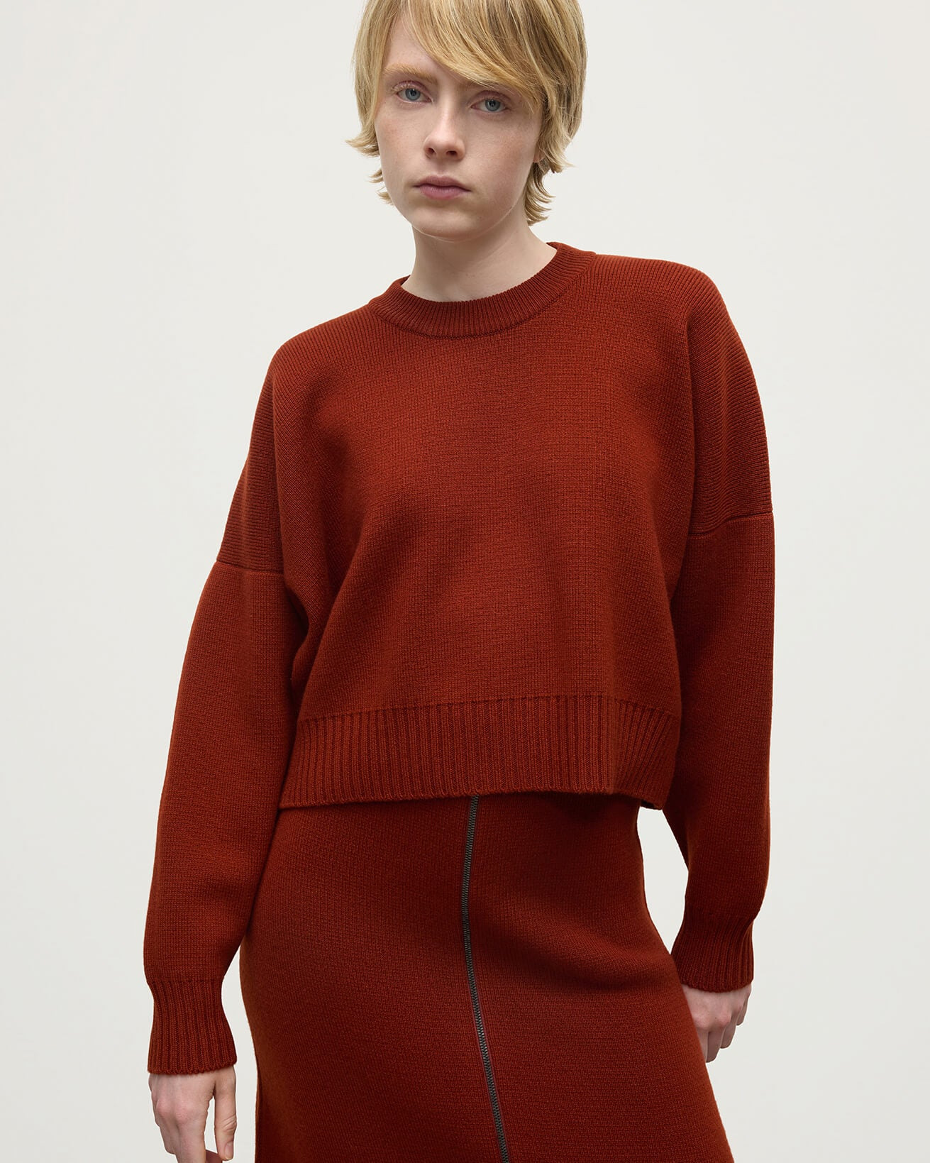 Cropped Milano Red Cashmere Jumper - 5
