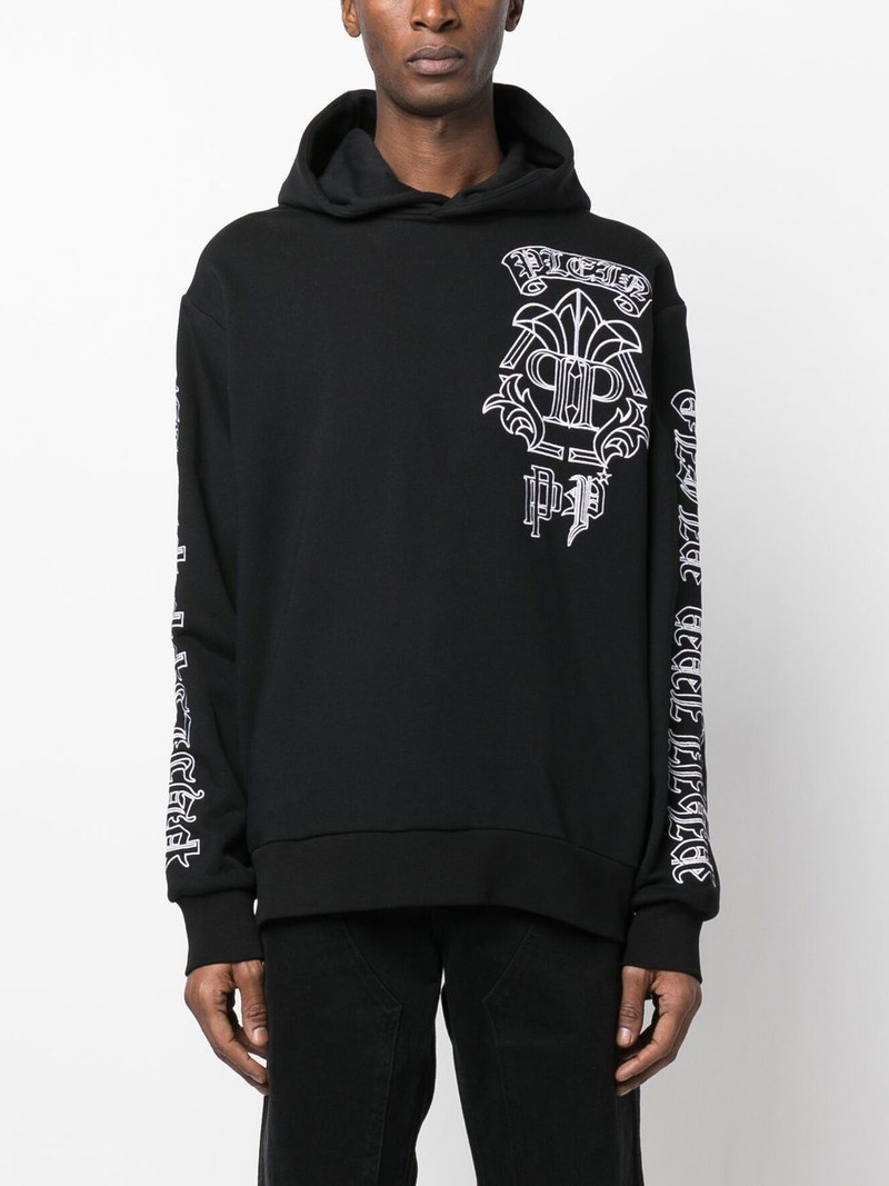 skull 인쇄 로고 embroidered hoodie 3