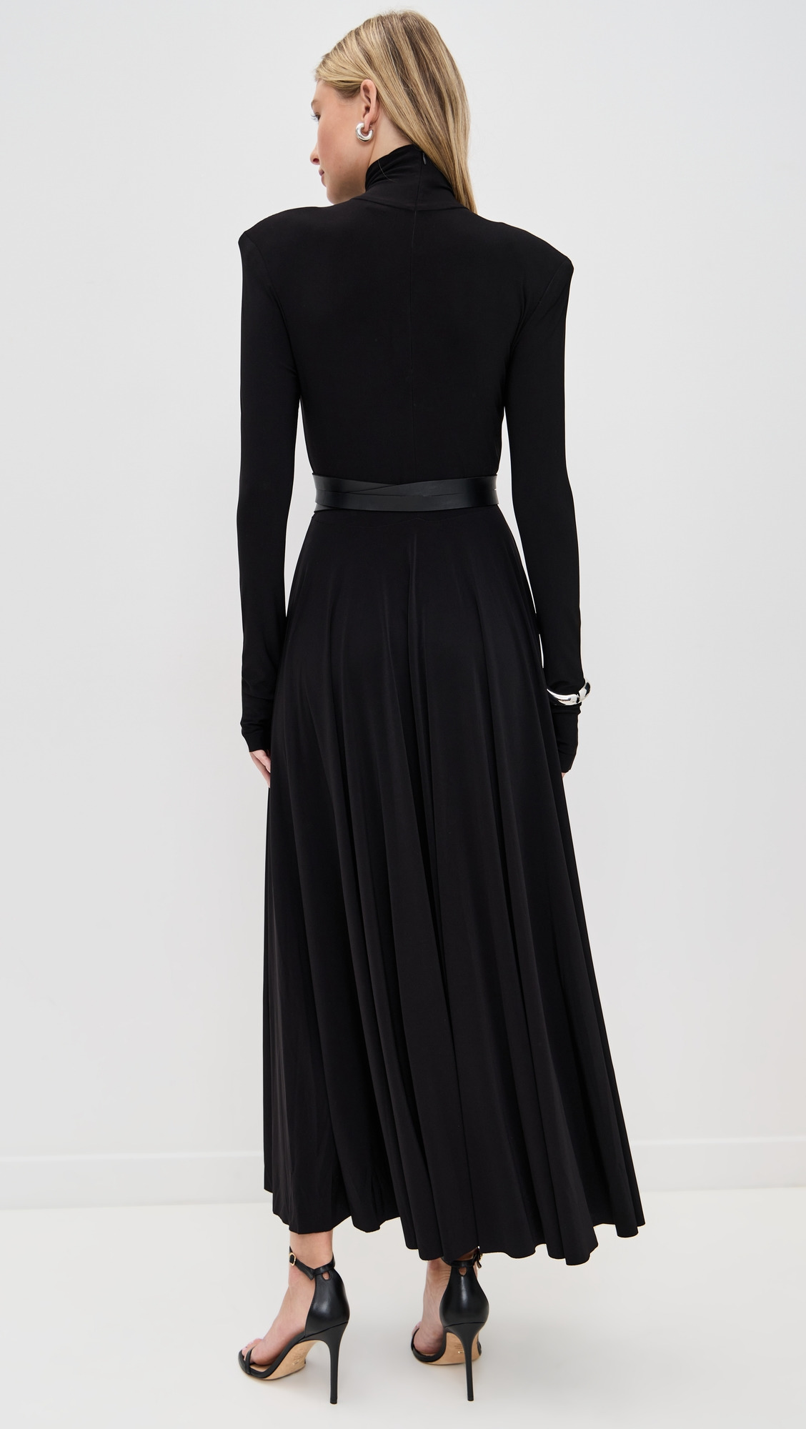 Shoulder Pad Turtle Flared Dress - 2