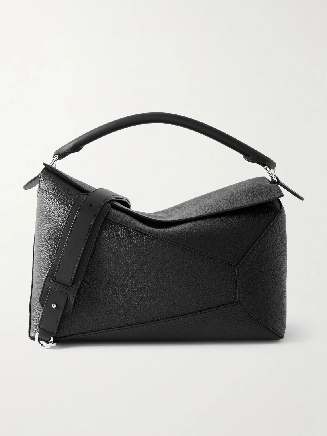 Puzzle Edge Large Logo-Debossed Full-Grain Leather Messenger Bag - 1