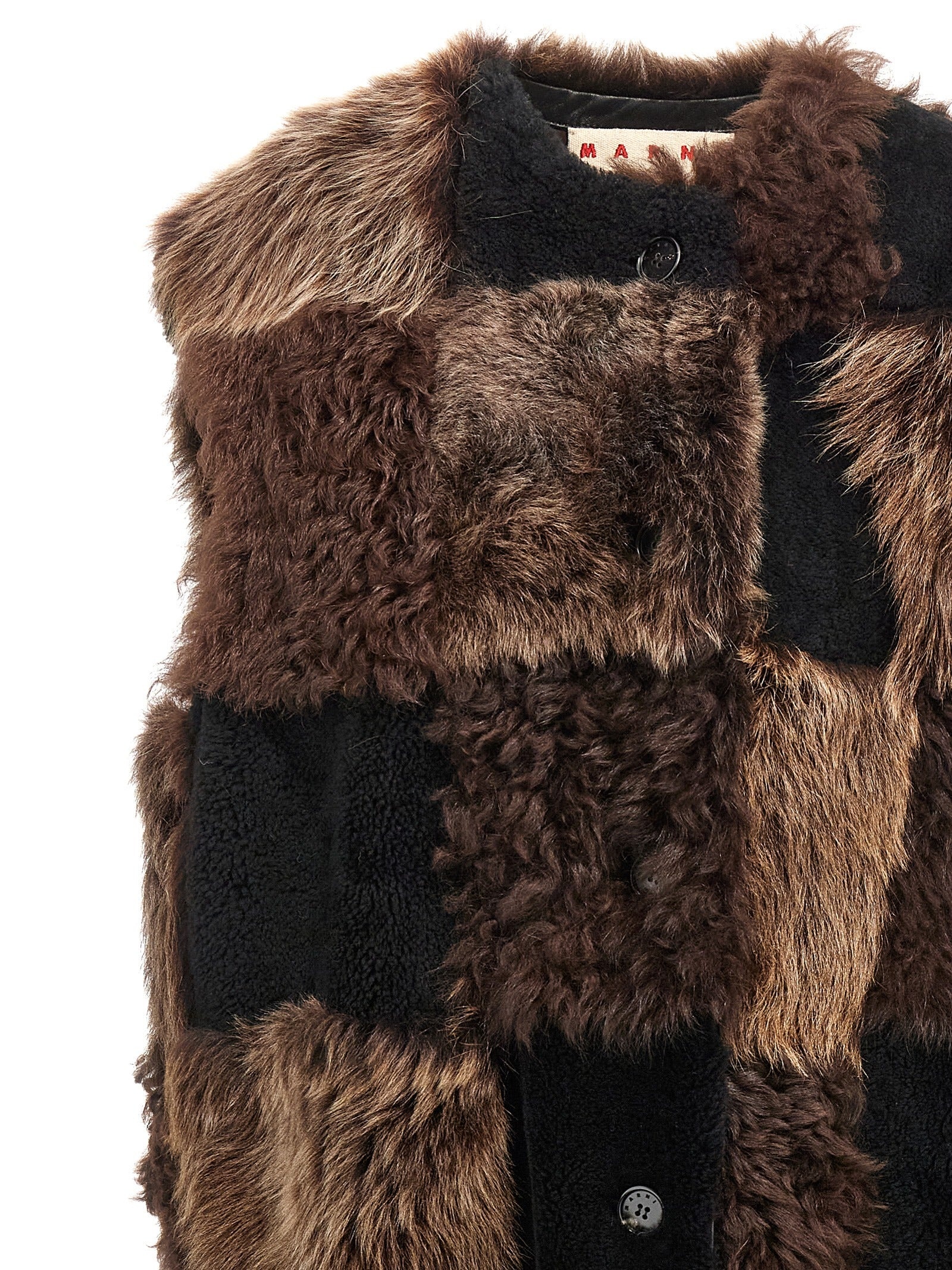 Long Shearling Vest Gilet Brown - 3