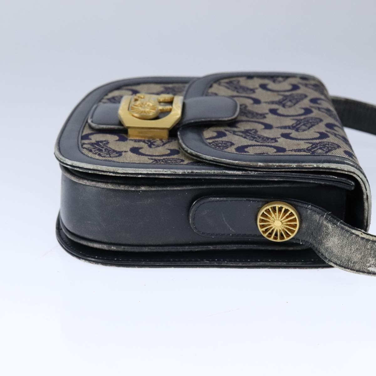 CELINE C Sulky Shoulder Bag Canvas Leather Navy - 5