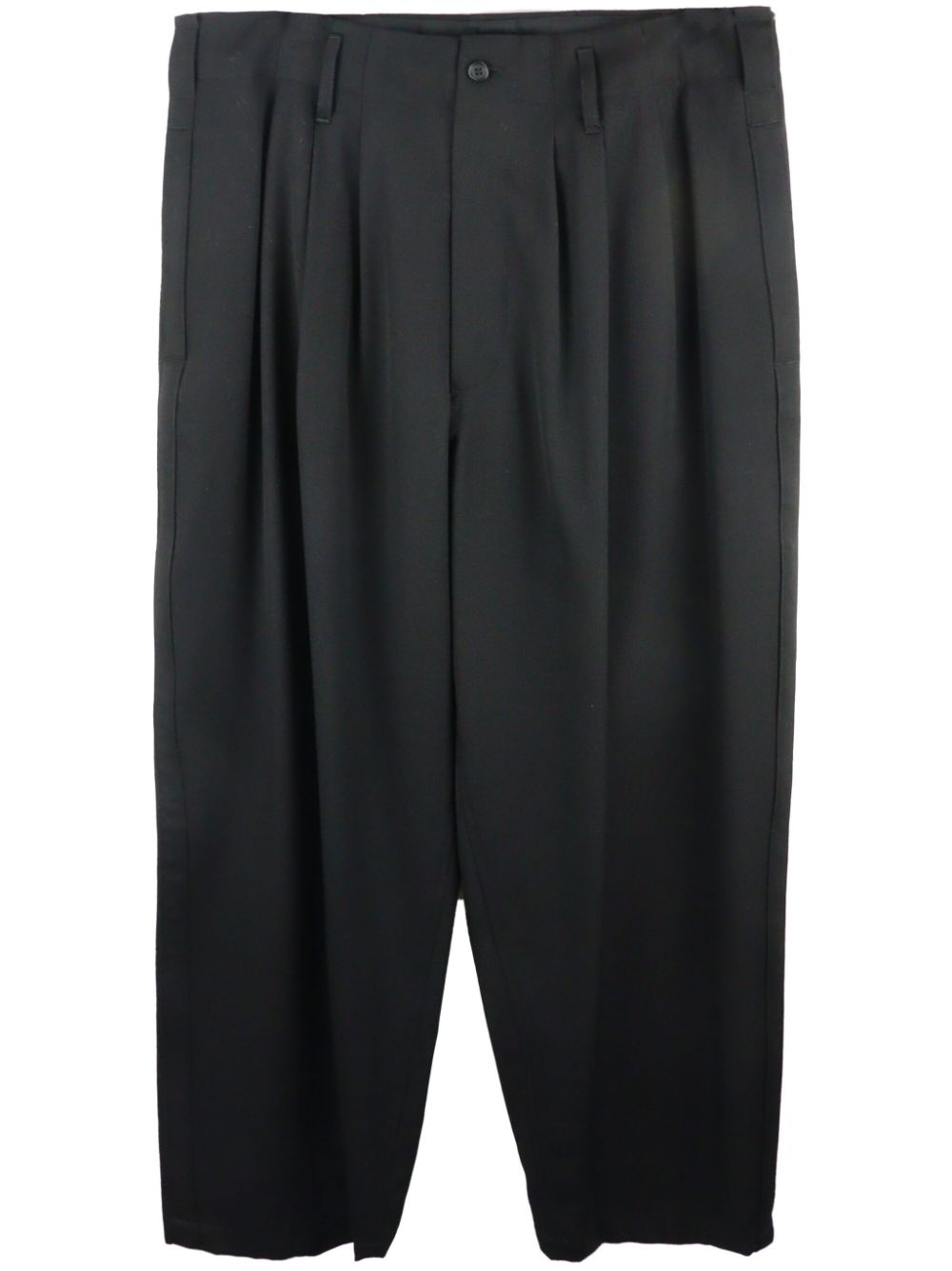 drop-crotch pleated wool trousers - 1