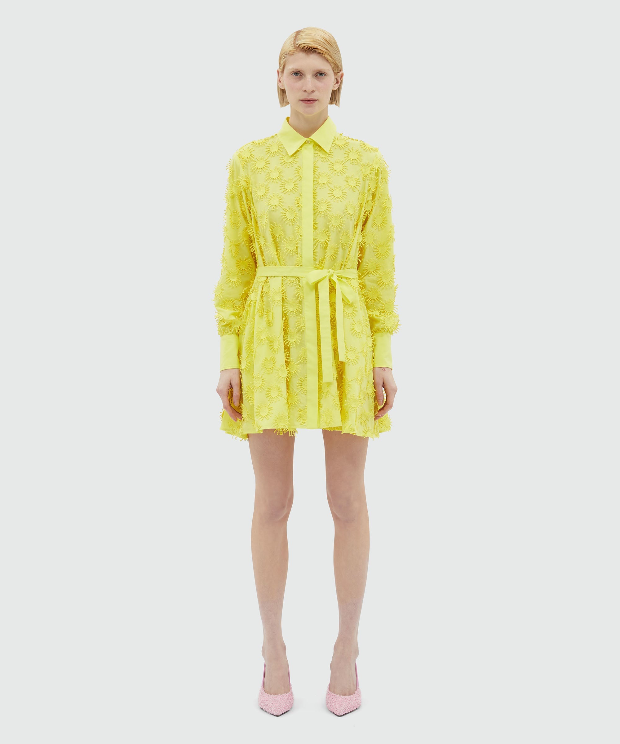 Short shirt dress in poplin with embroidery - 2