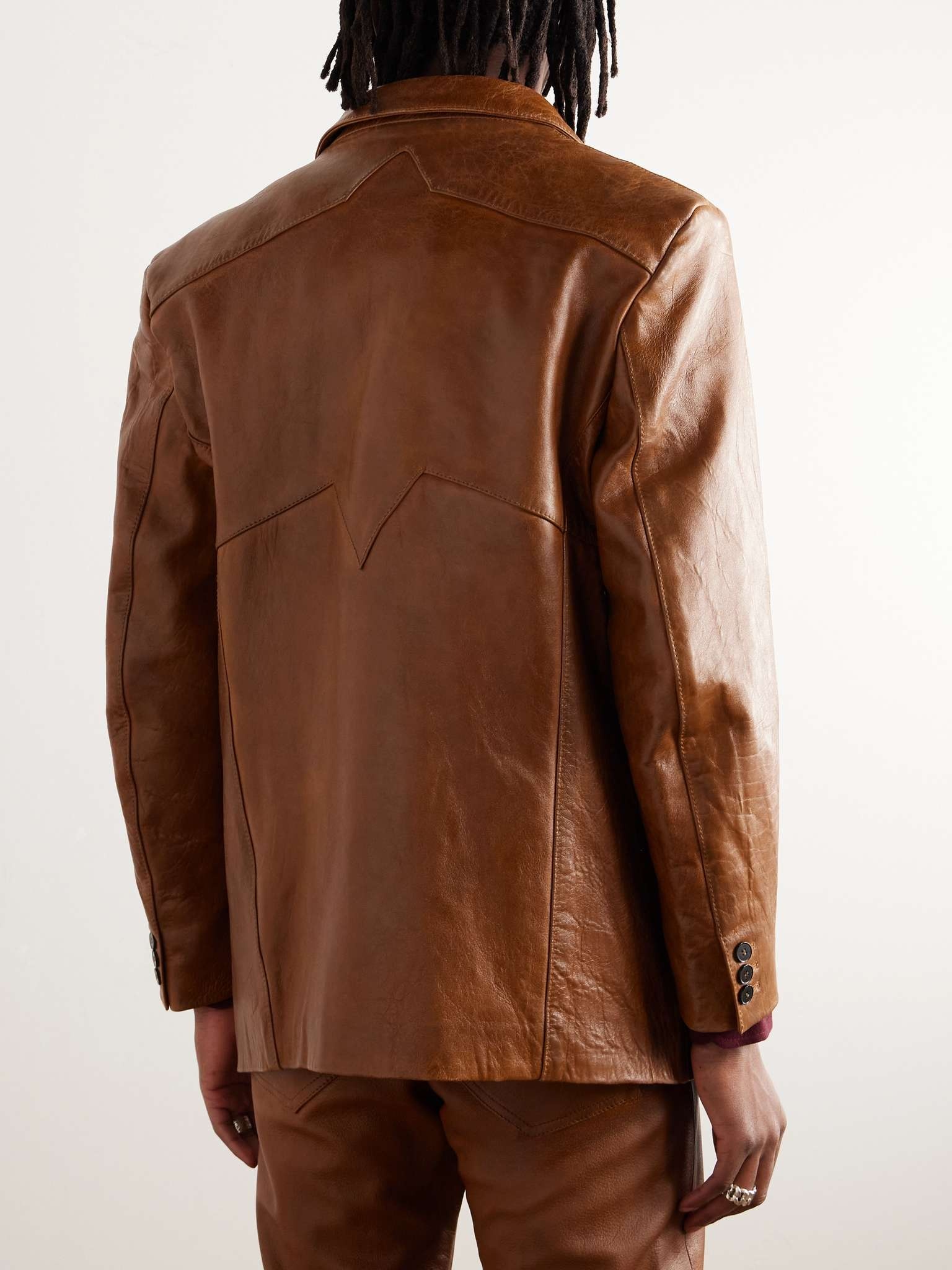 Go To Dallas and Take a Left Panelled Leather Jacket - 4