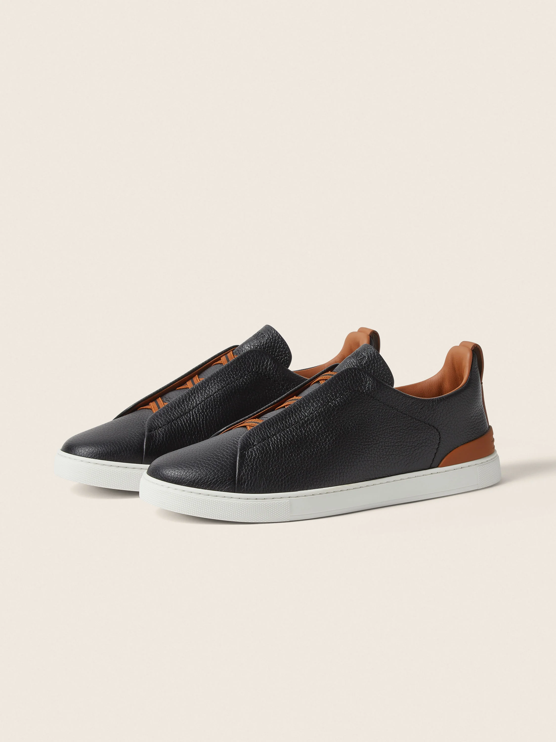 BLACK LEATHER TRIPLE STITCH™ SNEAKERS - 1