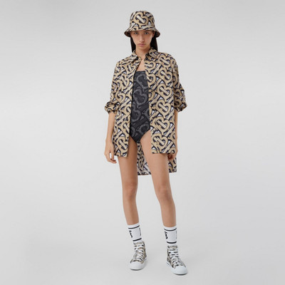 Burberry Monogram Print Cotton Poplin Oversized Shirt outlook