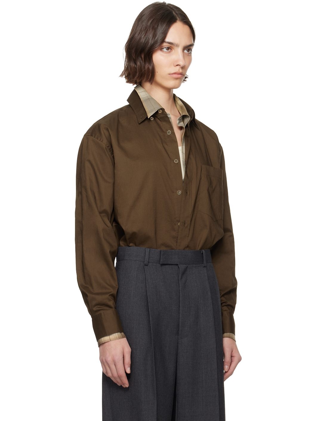 Brown Washed Finx Typewriter Button Down Shirt - 2