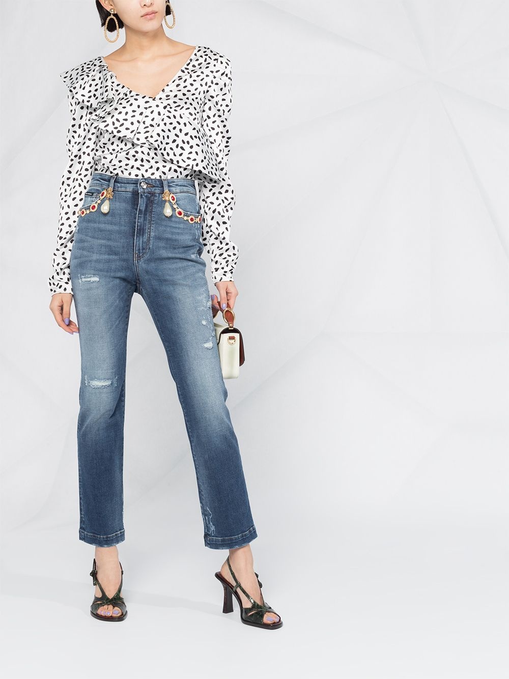 high-waisted cropped jeans - 4