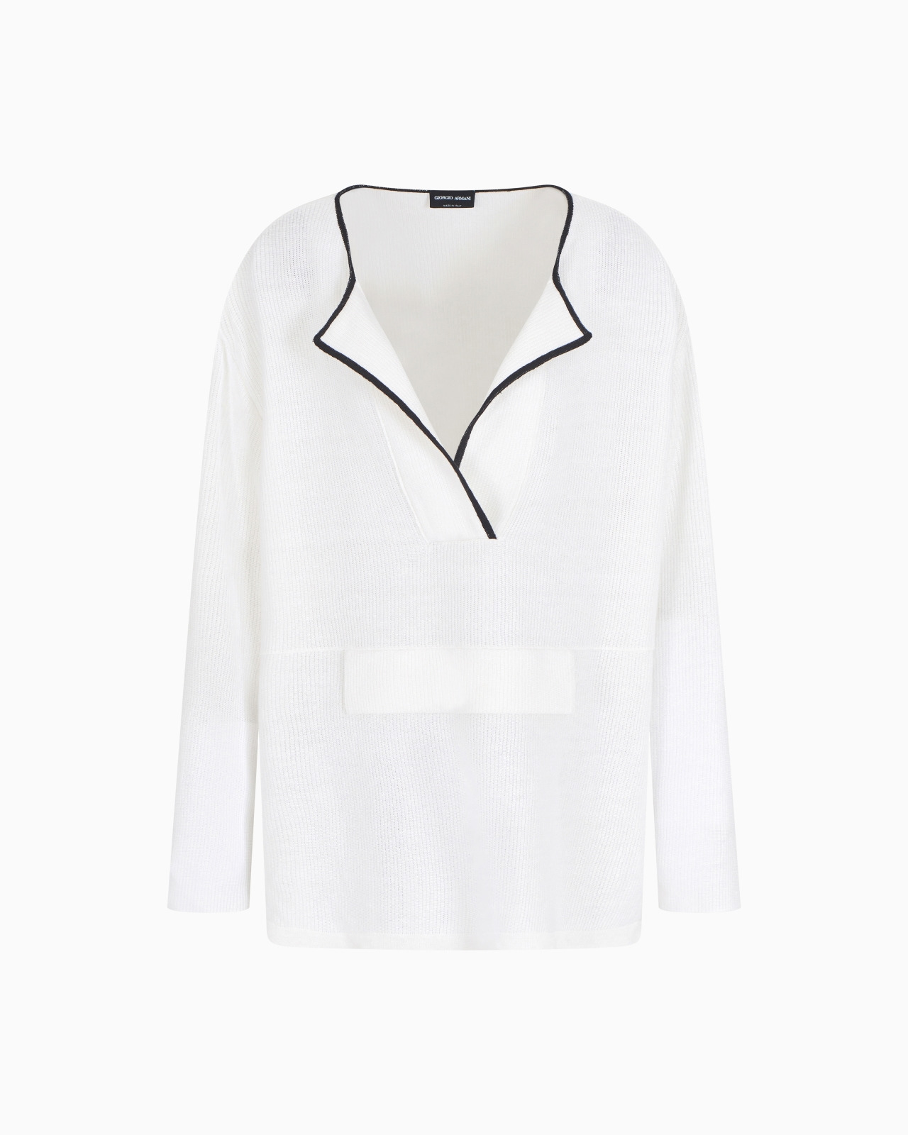 LINEN AND SILK POLO SHIRT - 1