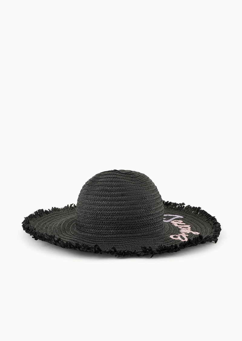 Beachwear fedora hat in paper yarn with logo embroidery 1