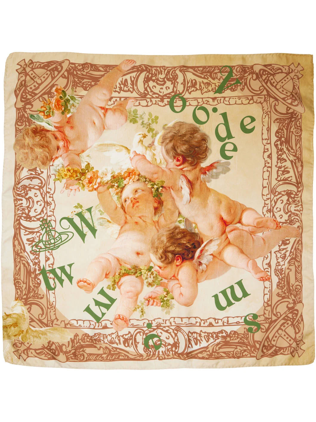 Yellow Spring Cherub Square Scarf - 1