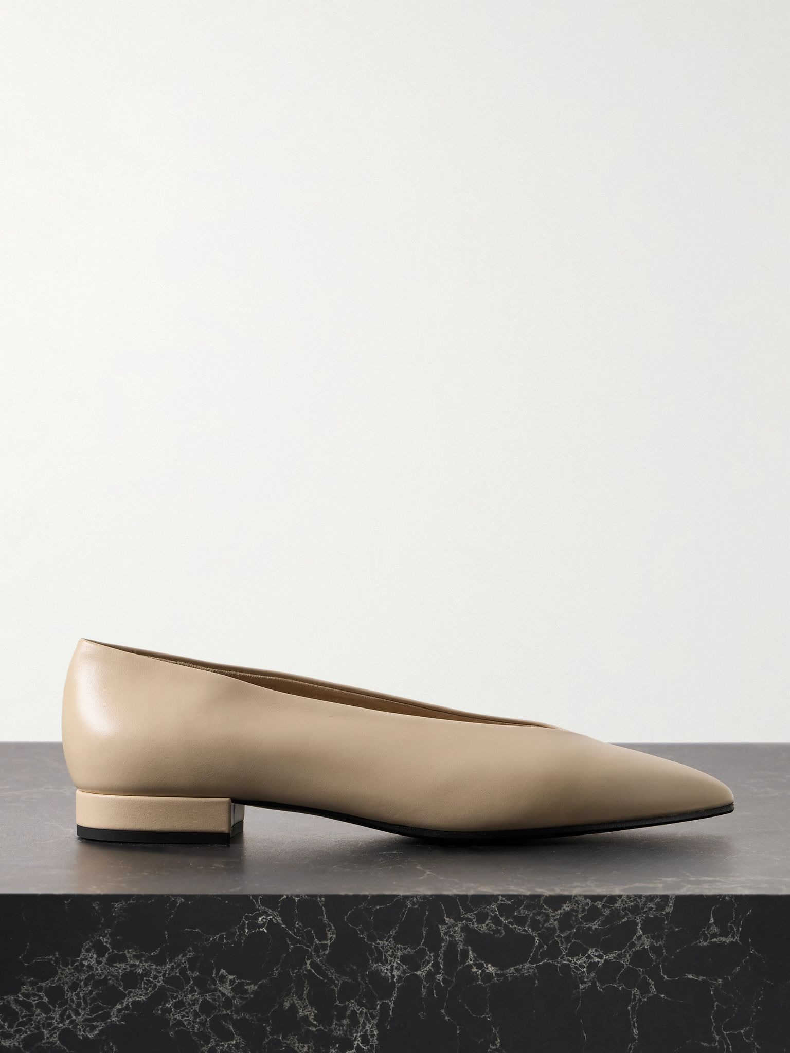 Rebecca leather point-toe flats Beige - 1
