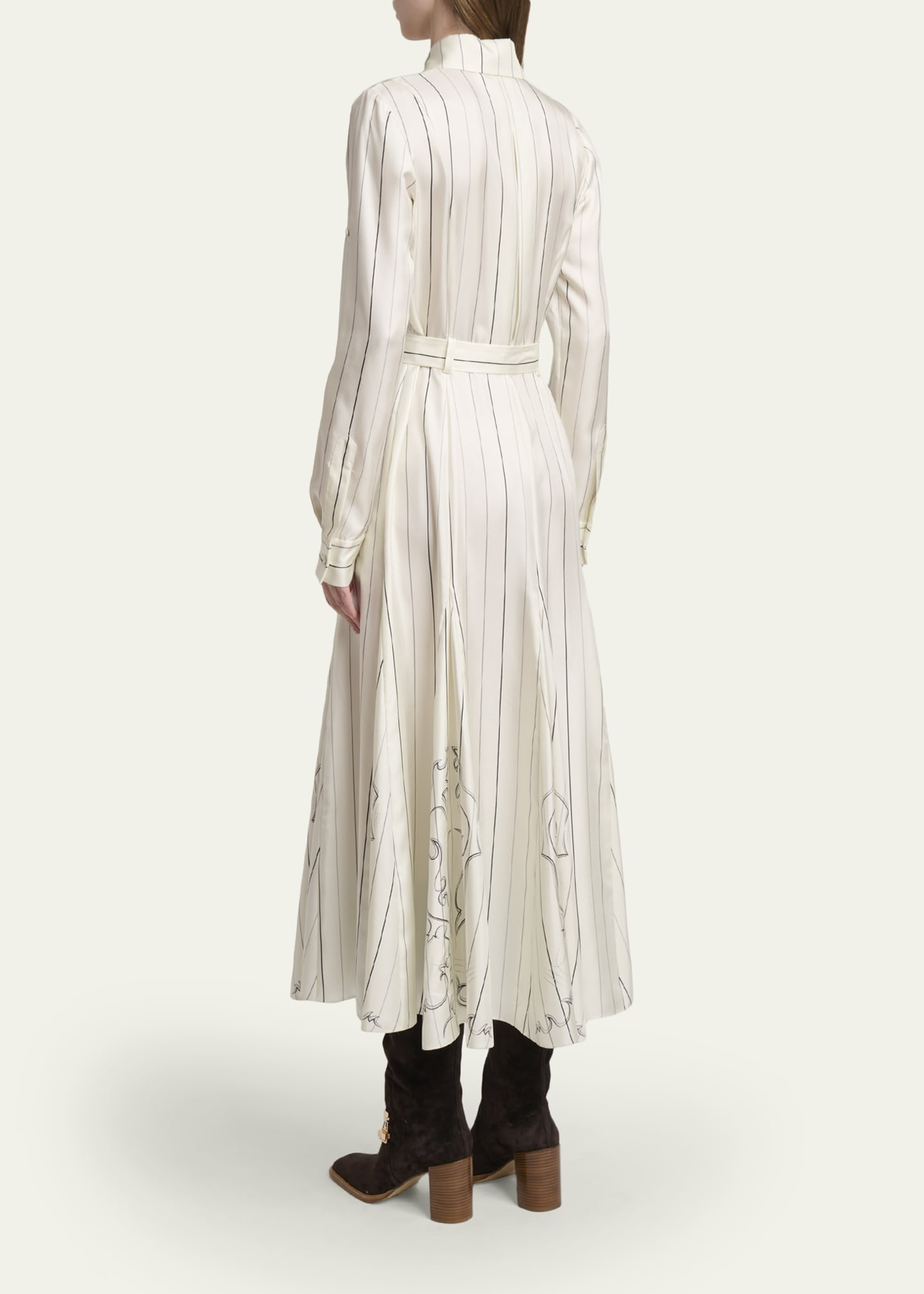 Galway Striped Silk Belted Midi Shirtdress - 3