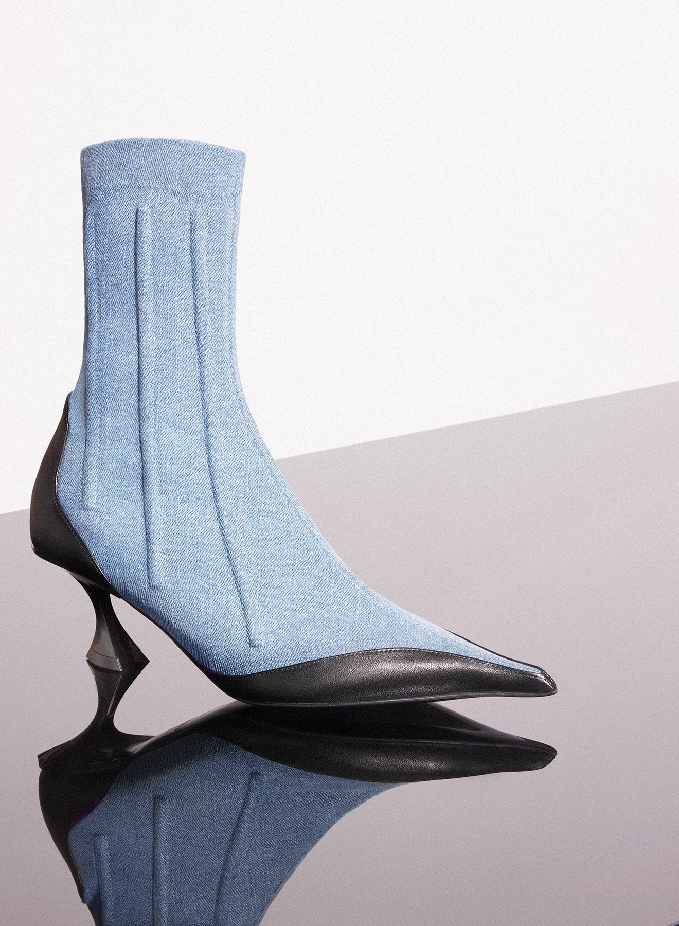 blue boned denim fang 55 ankle boots - 1