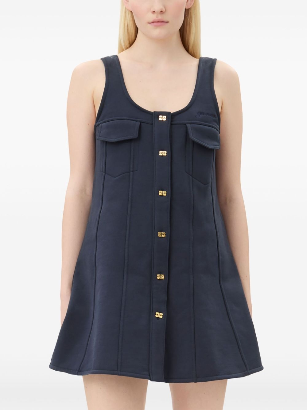 button-fastening mini dress - 5