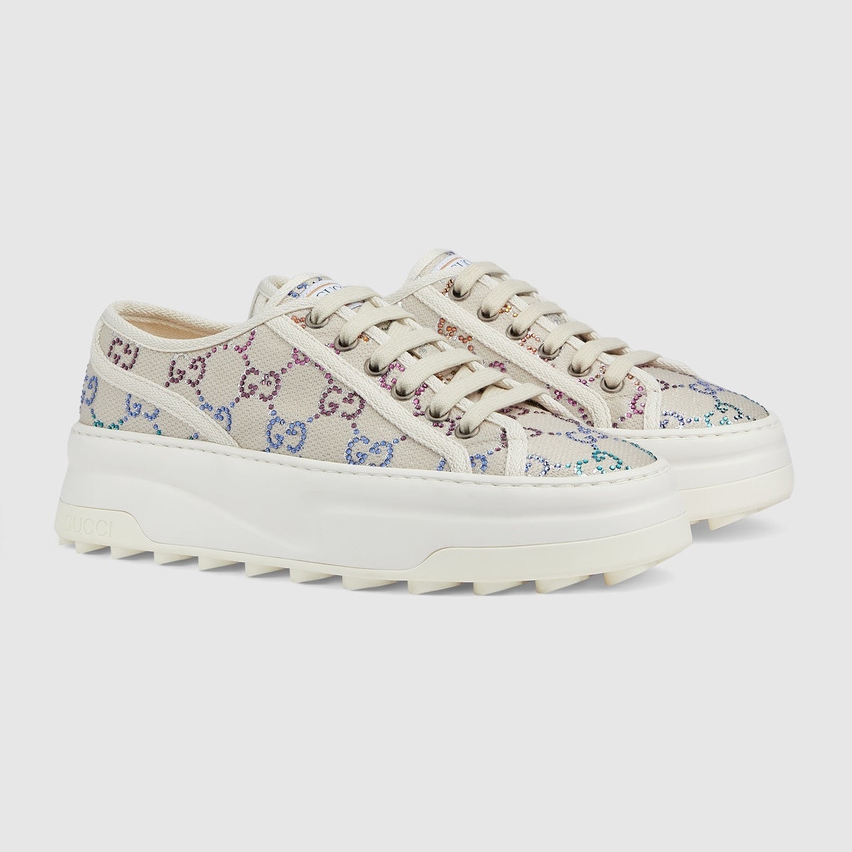 Gucci GG Crystals Lame Canvas Sneakers - 1
