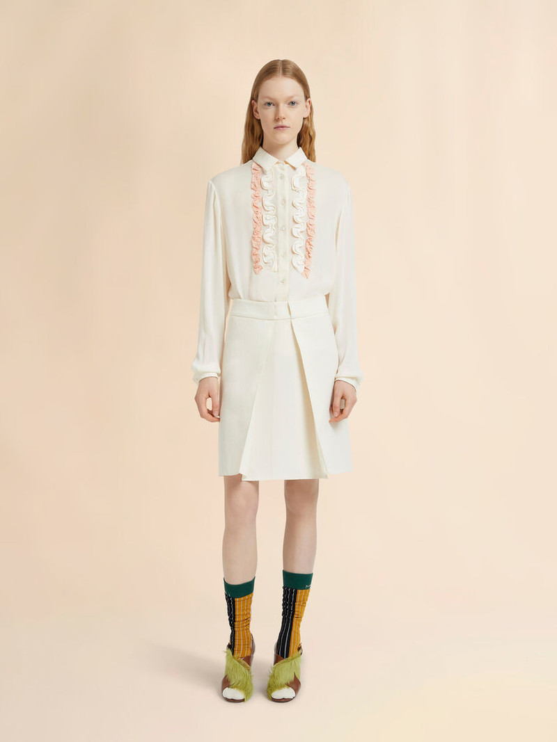 Marni OFF-WHITE WOOL CRÊPE MIDI SKIRT outlook