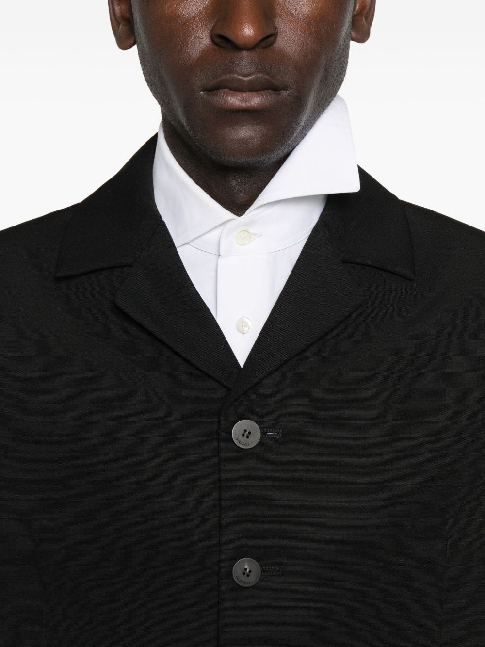 buttoned collarless blazer - 5