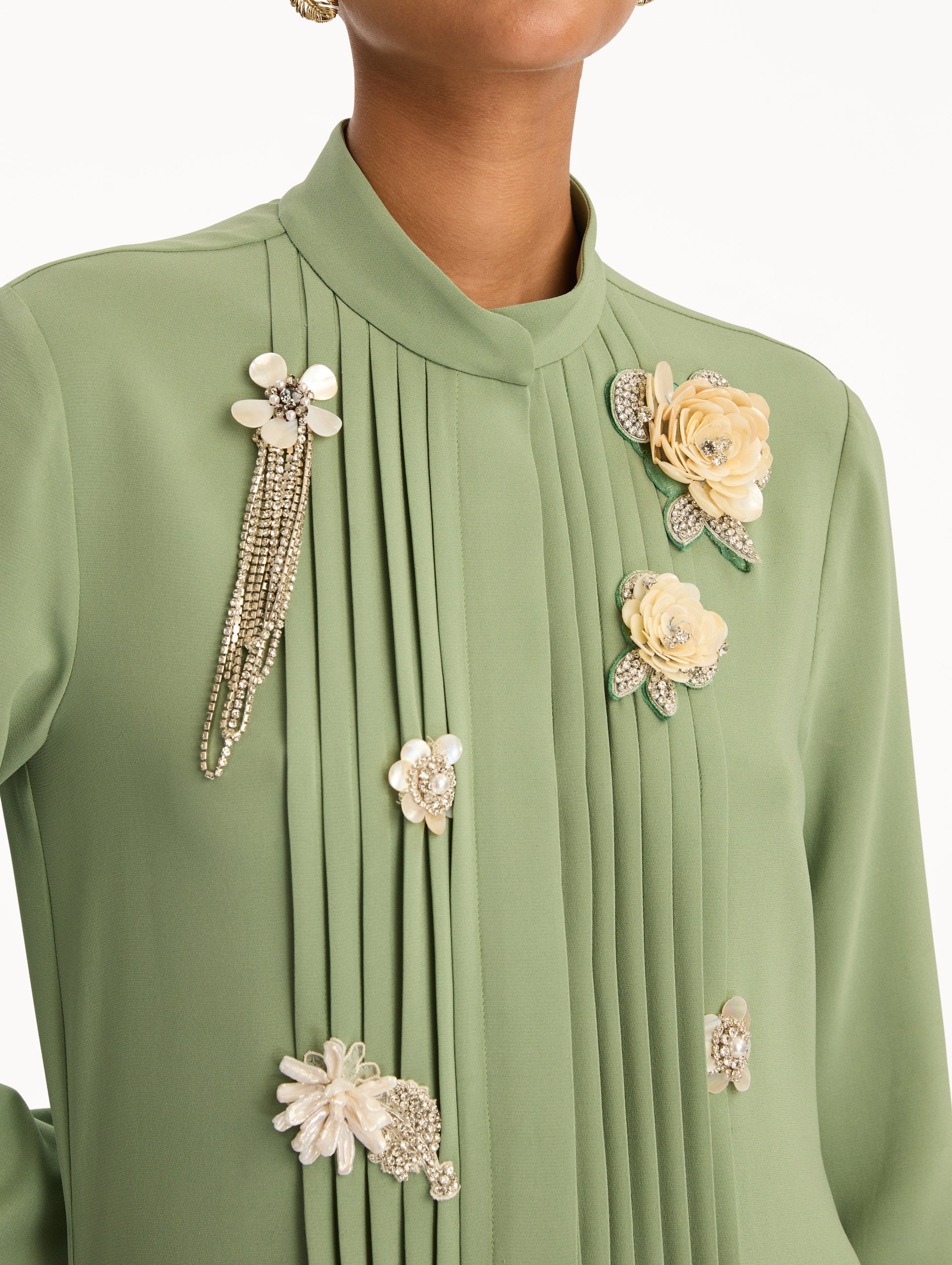 BROOCH EMBROIDERED LONG SLEEVE CAFTAN - 6