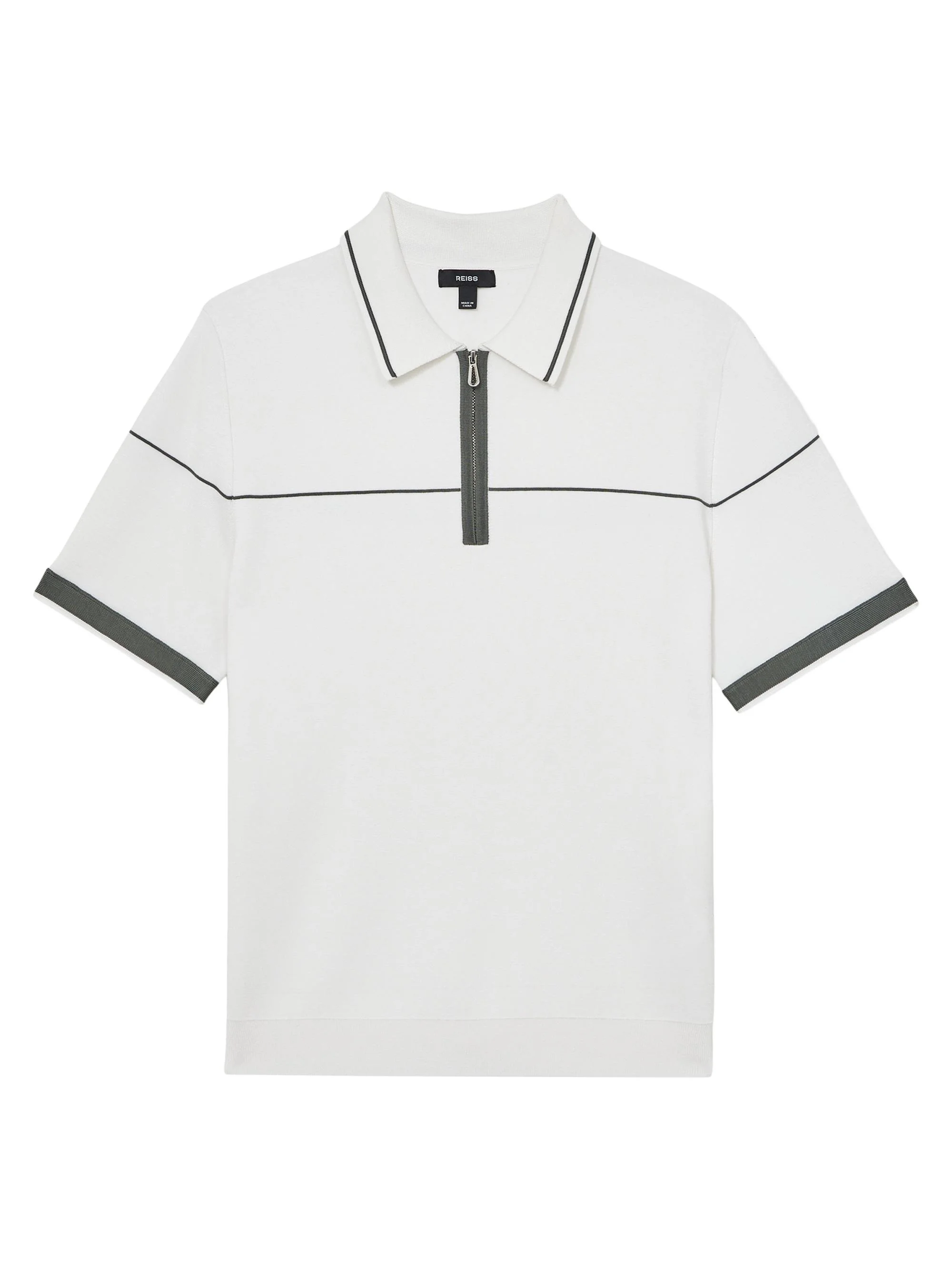 Men's Bradford Half-Zip Polo Shirt - White Green - 1