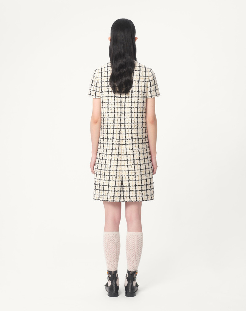 EMBROIDERED SHORT DRESS IN TWEED CHECK PAILETTES 9