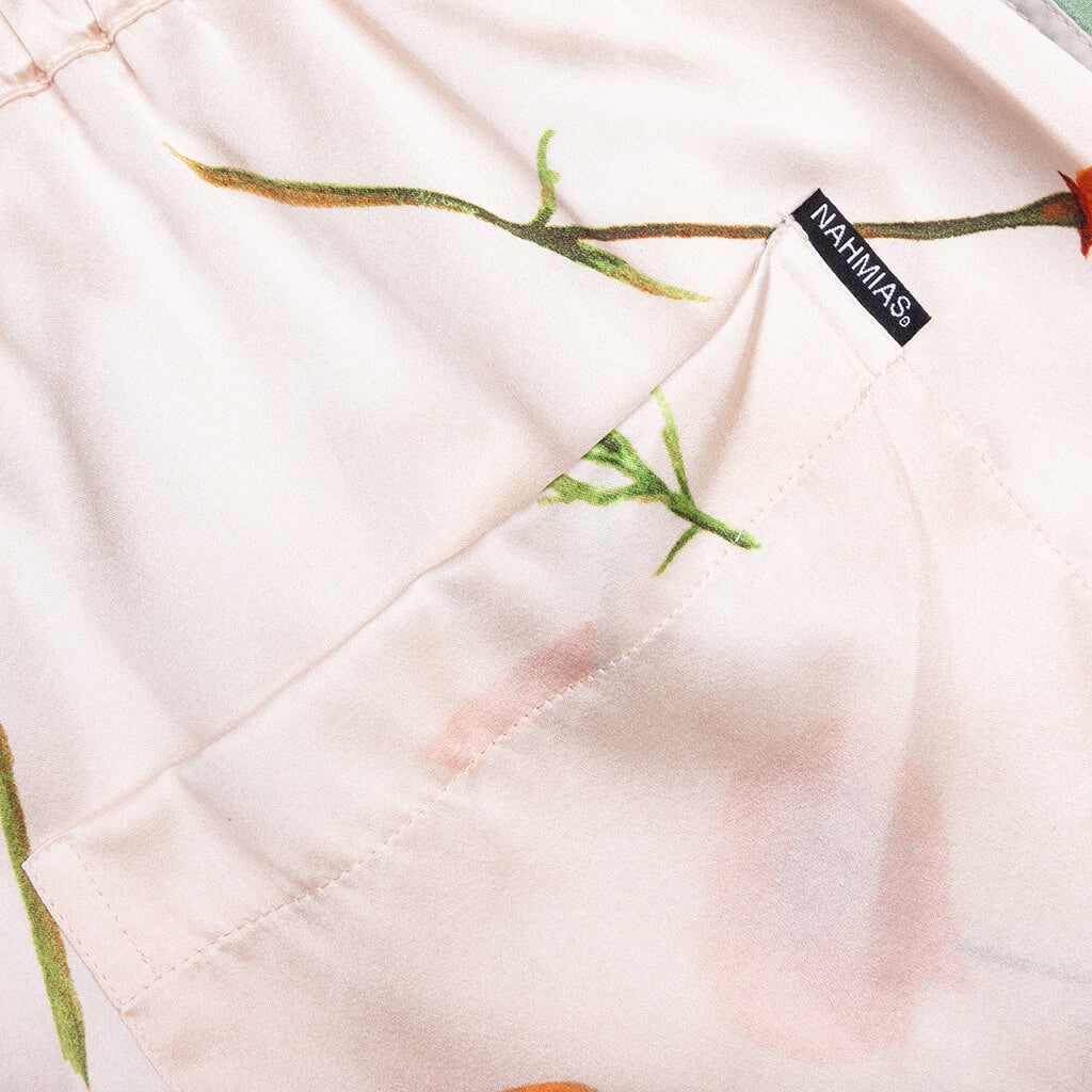 COLOR BLOCK SILK SHORTS - POPPY IVORY - 5