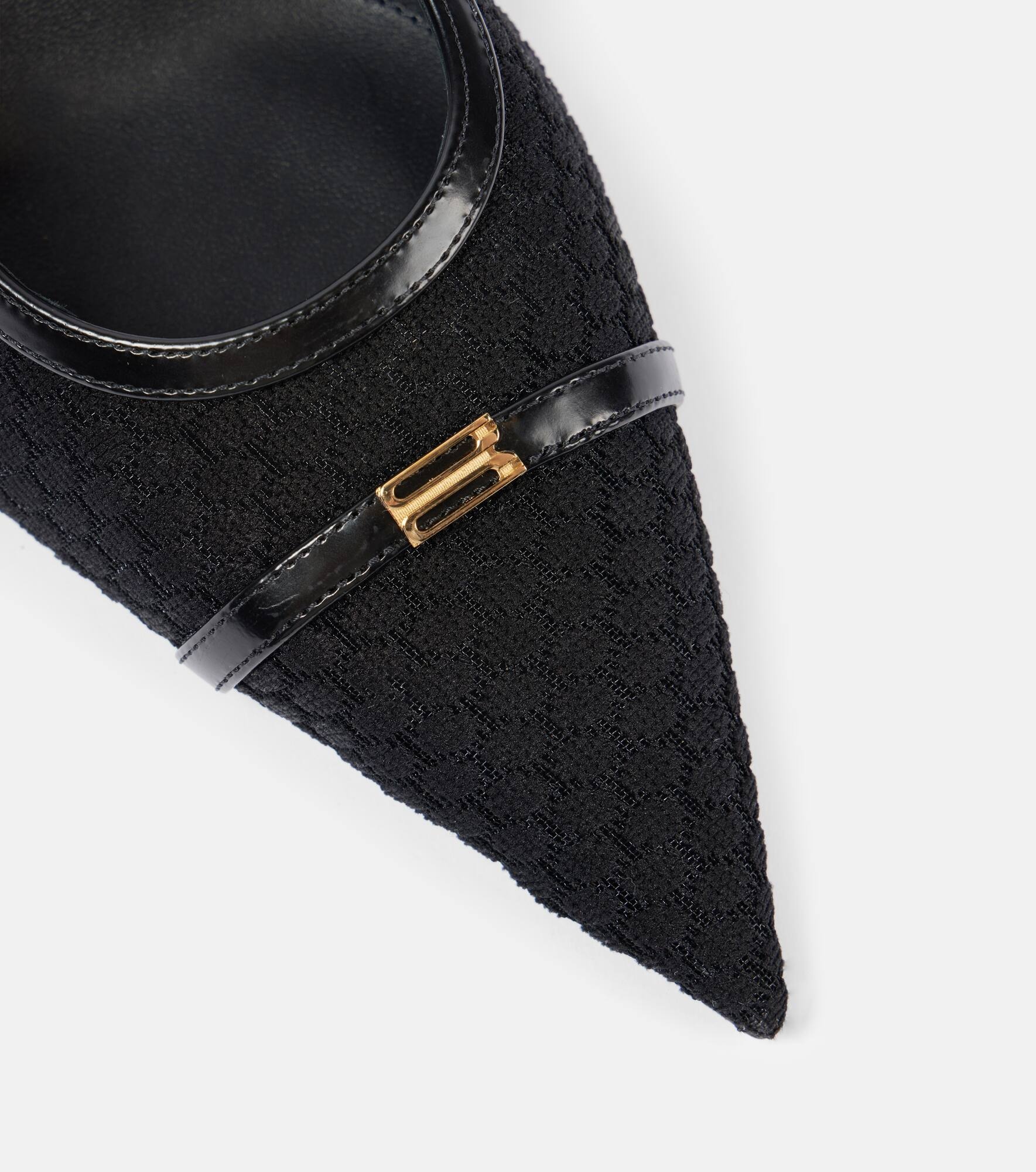 Leather-trimmed mesh slingback pumps - 5