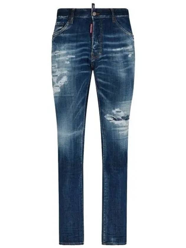 Ripped Cast Wash Cool Guy Straight Jeans Blue - 2