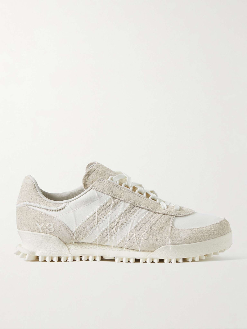 Marathon Distressed Suede and Leather Sneakers 1