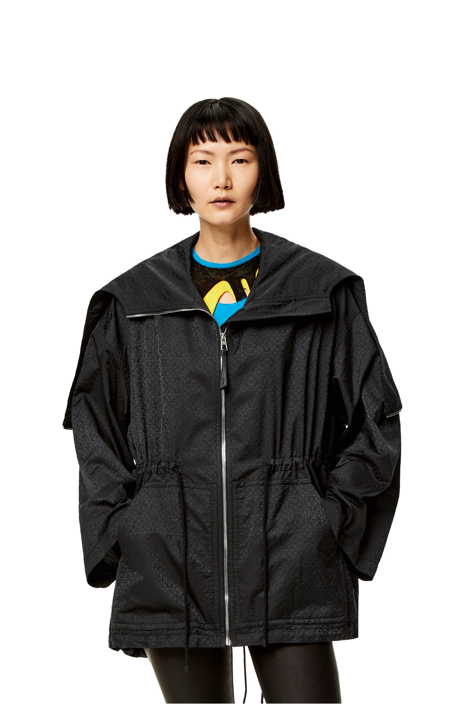 Anagram jacquard hooded jacket in nylon - 3