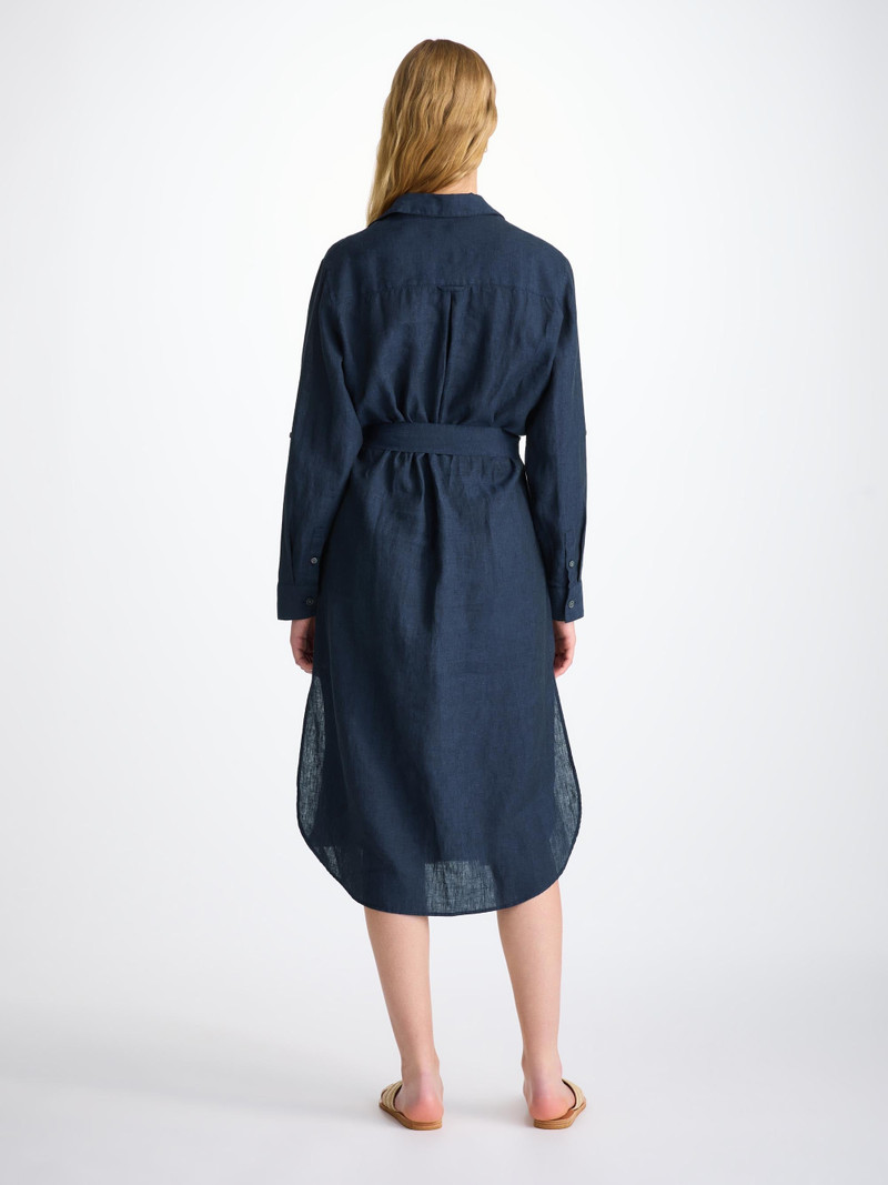 Women's Dress Sicily Linen Navy 3