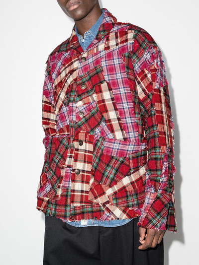 Greg Lauren stitchwork checked cotton shirt outlook