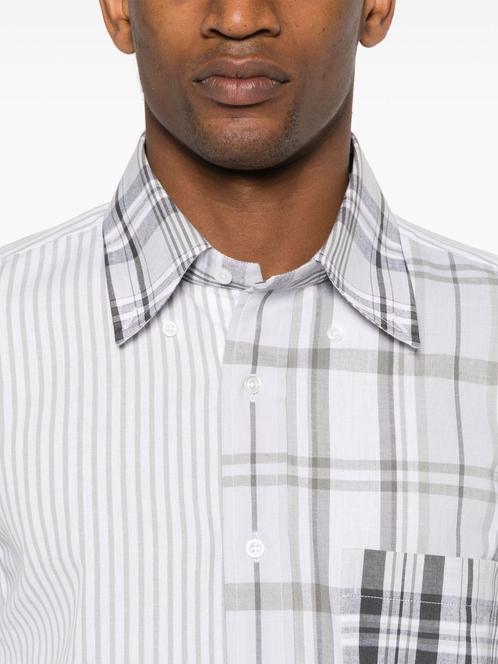 mix-pattern cotton shirt - 5