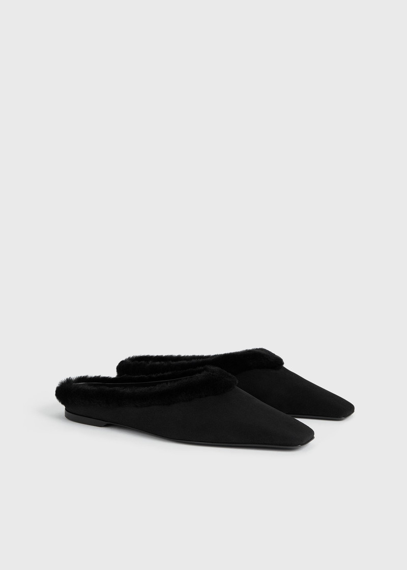 Shearling-edge slippers black 6