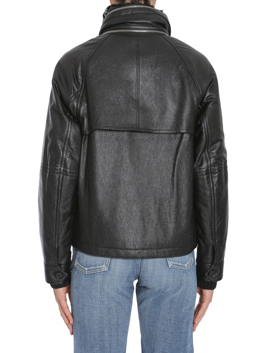 Saint Laurent Women Leather Bomber Jacket - 2