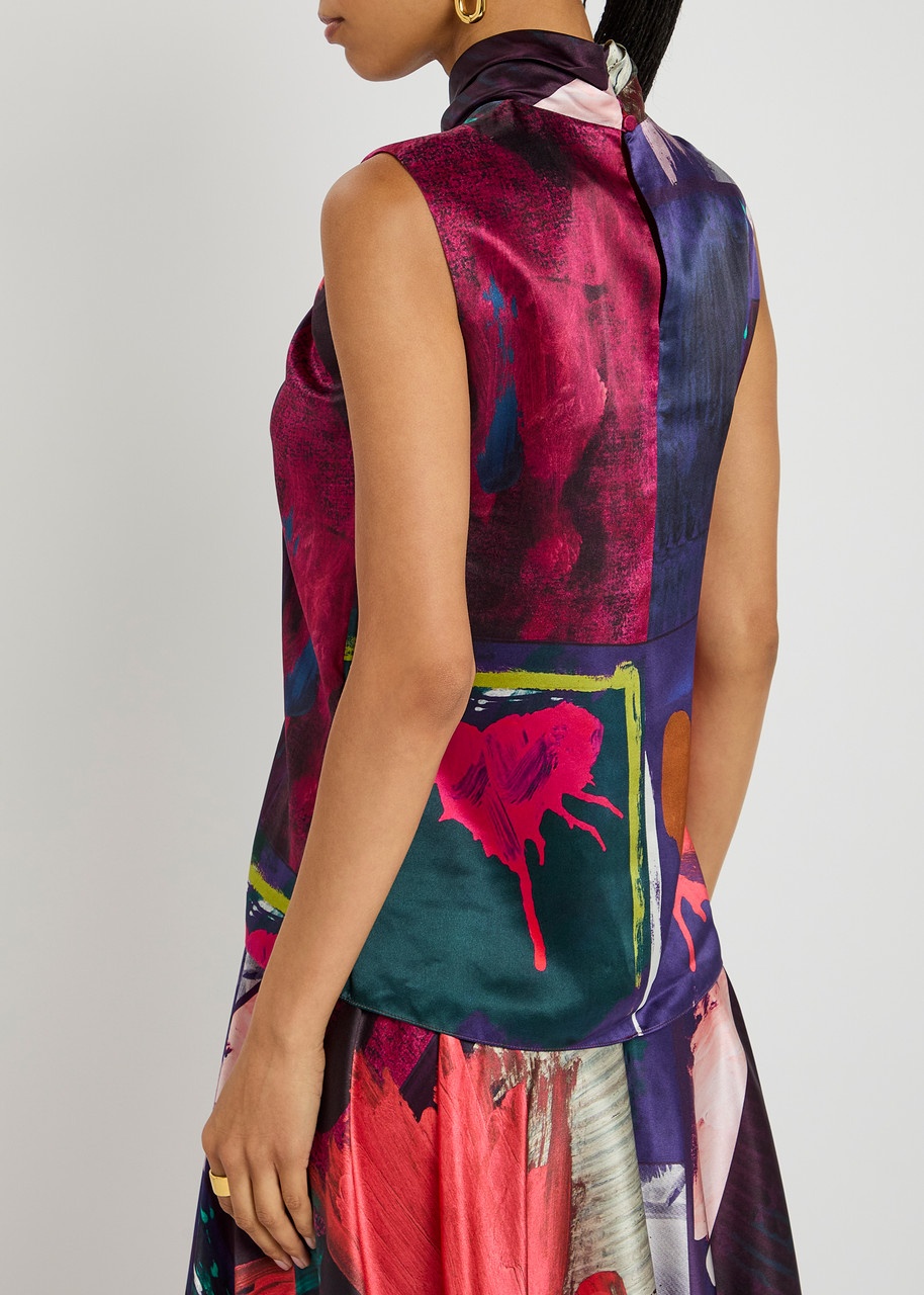 Roksanda Ava Printed Silk-satin top - 3