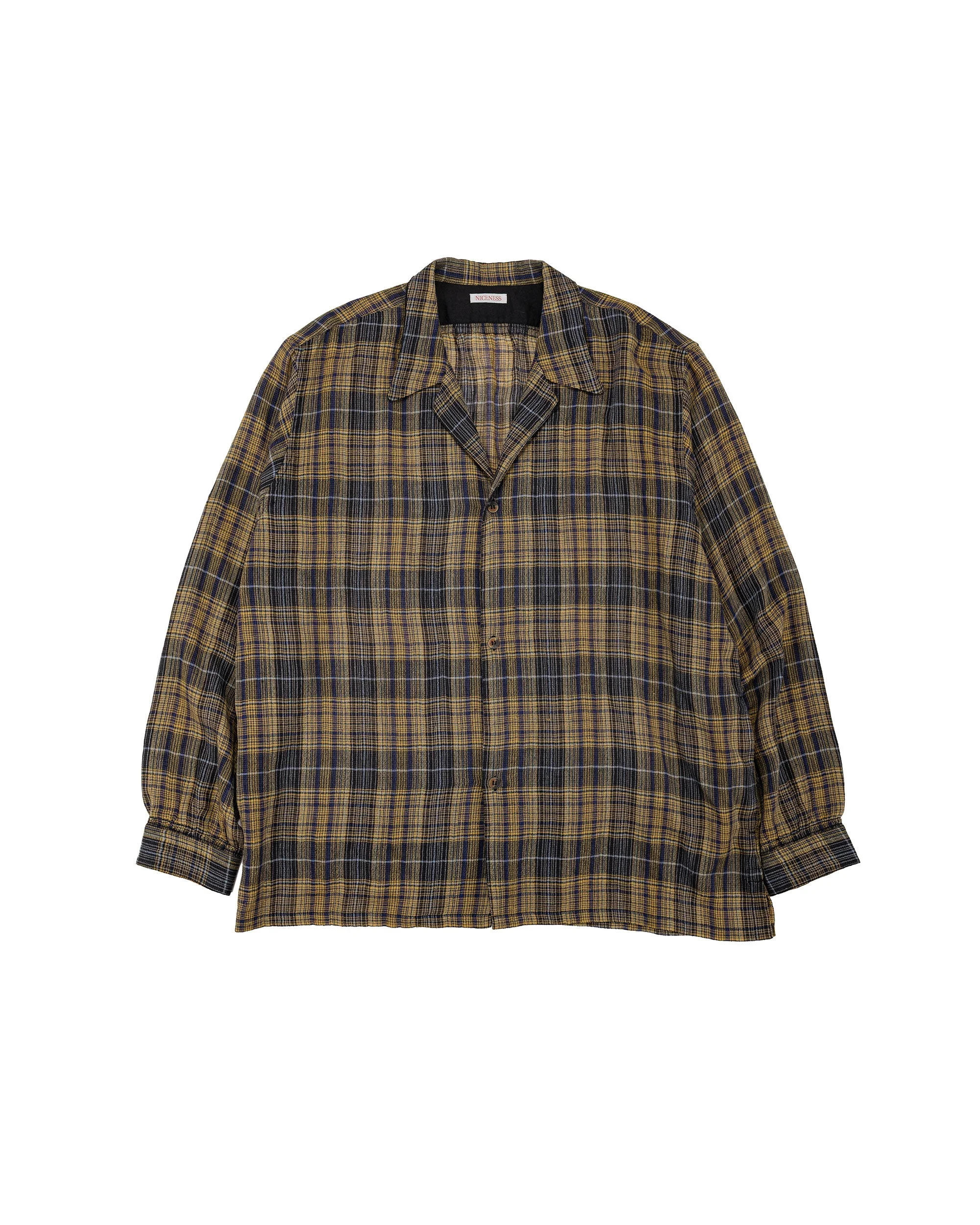 Thom Open Collar Jacket Shirt Yellow - 1