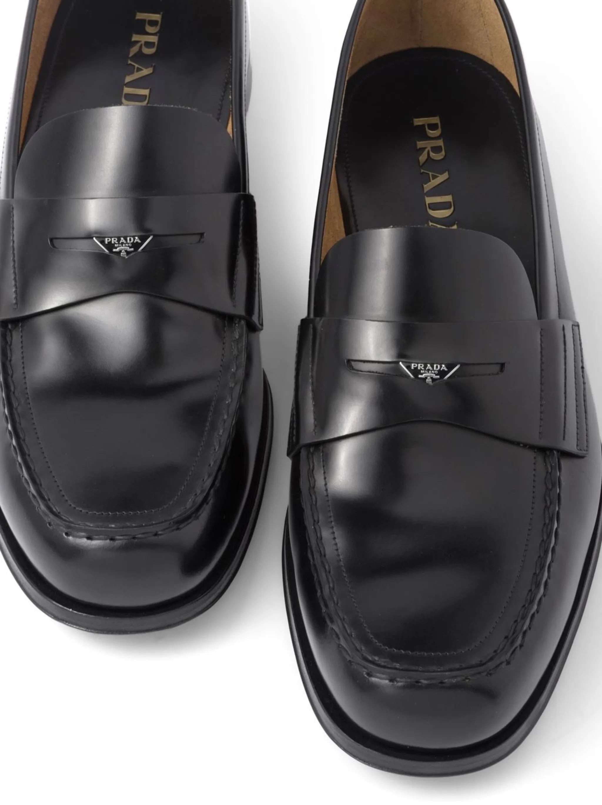 logo-plaque leather loafers - 5