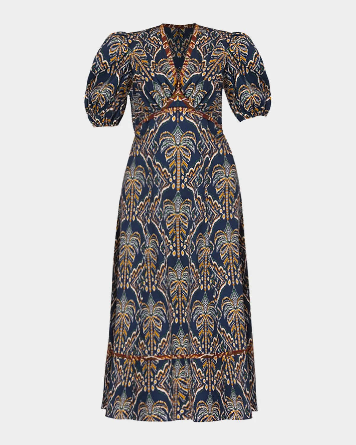 Gemma Abstract-Print Empire Midi Dress - 1