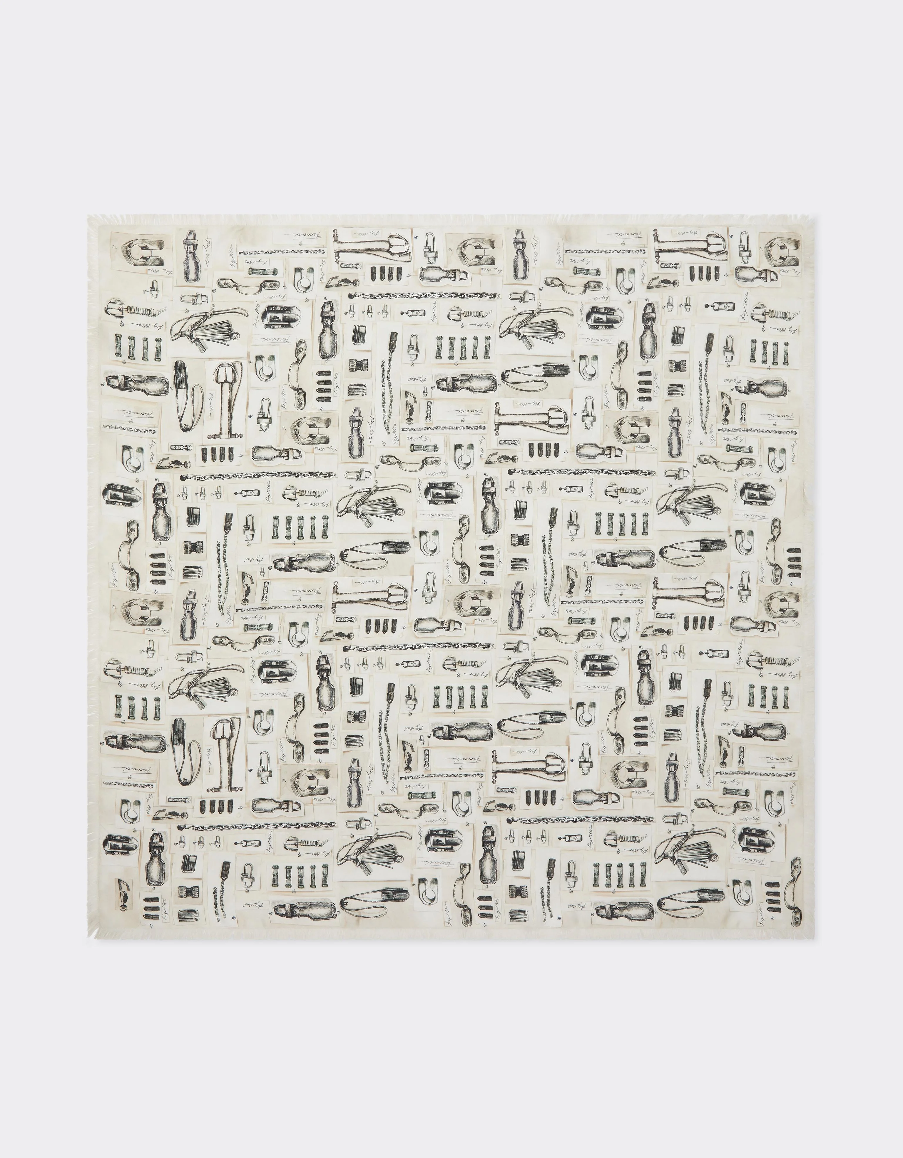 Silk Scarf with Ferrari Officina Print - 1