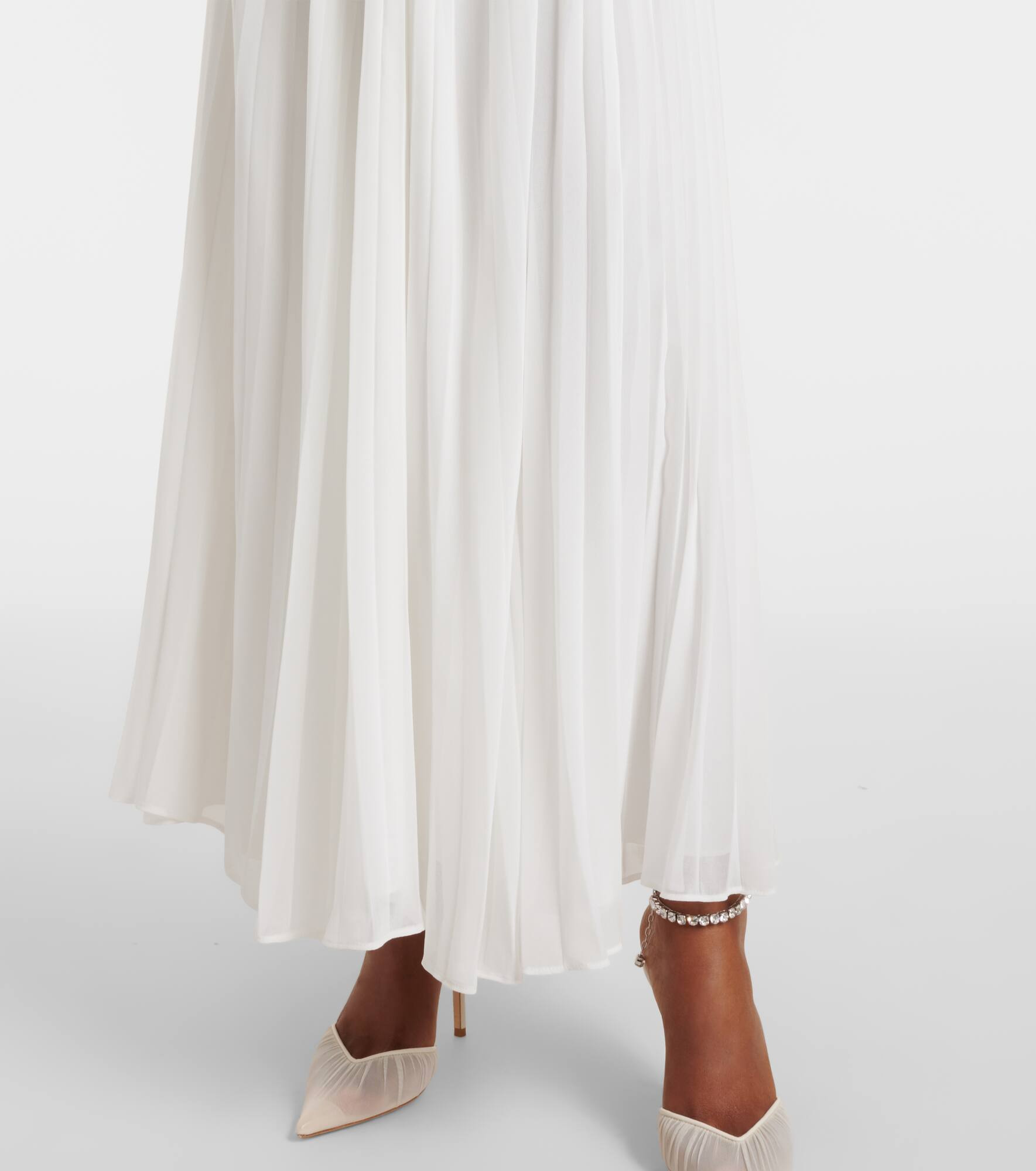 Belted plissé chiffon maxi dress - 6