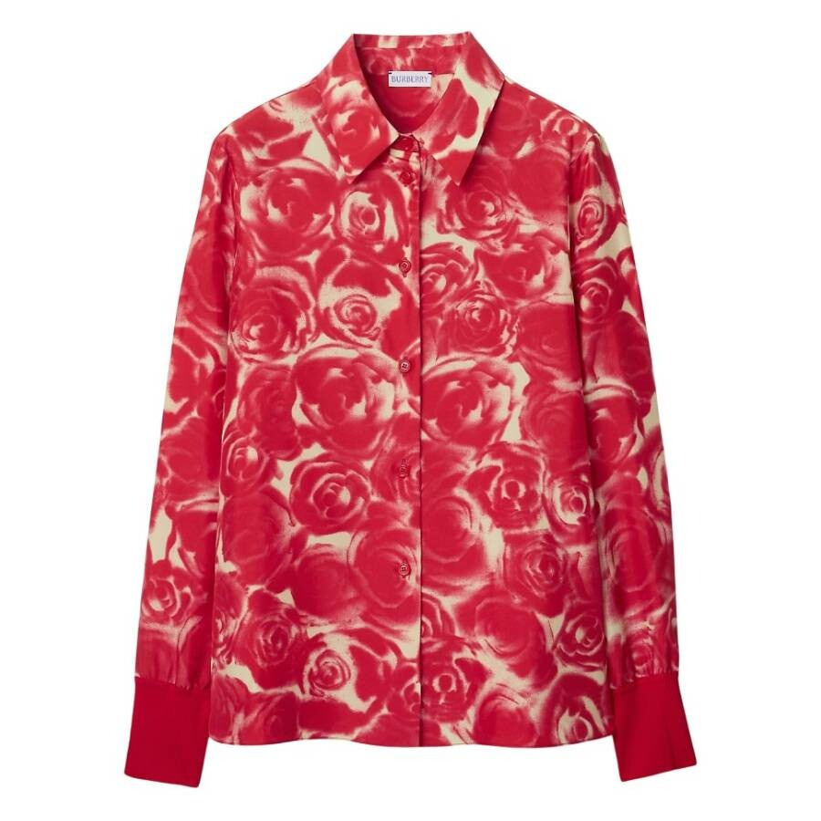 Burberry Rose Silk Button Down Shirt - 5