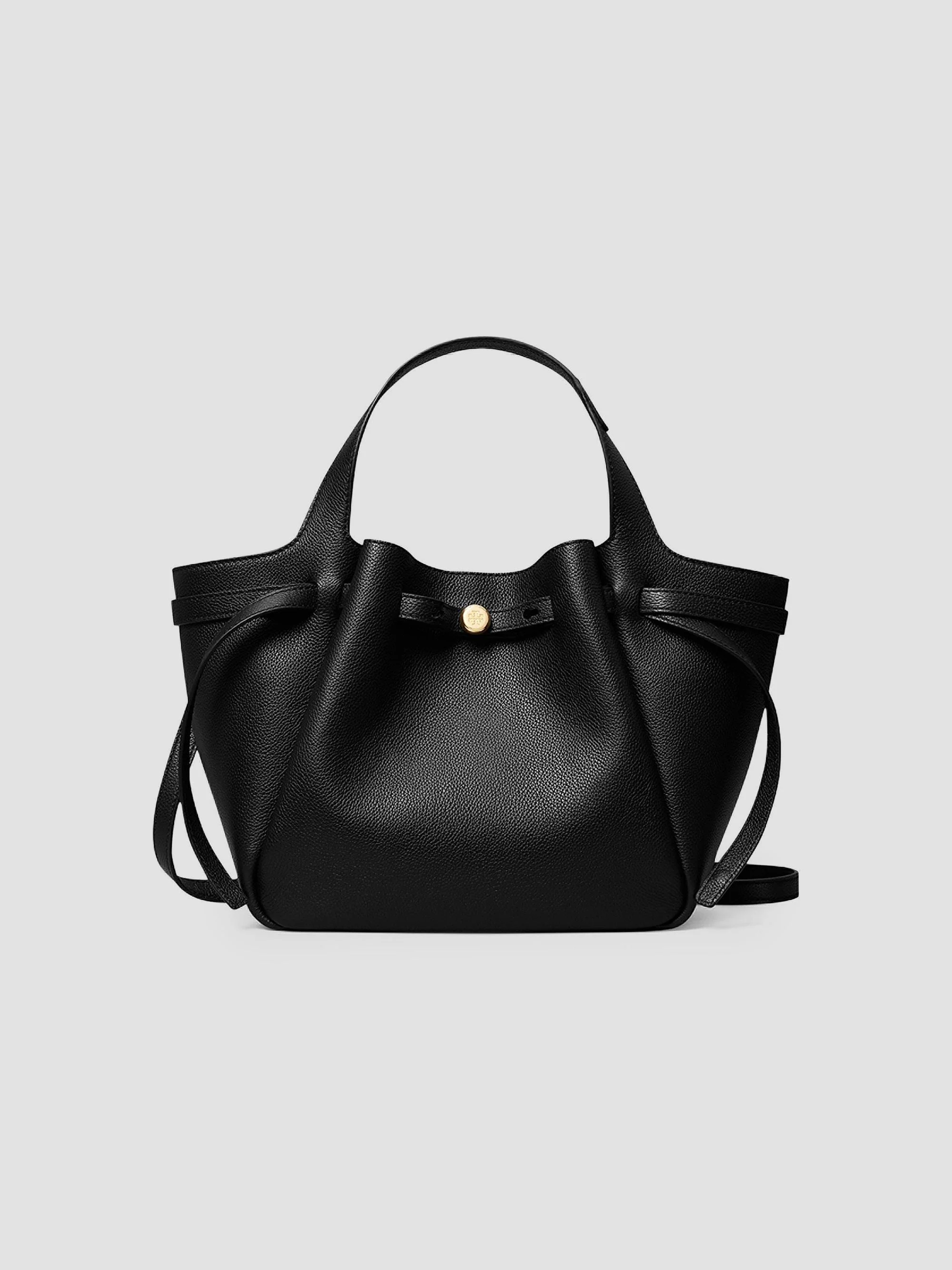 Women's Small Leather Tote Bag - Black - 1