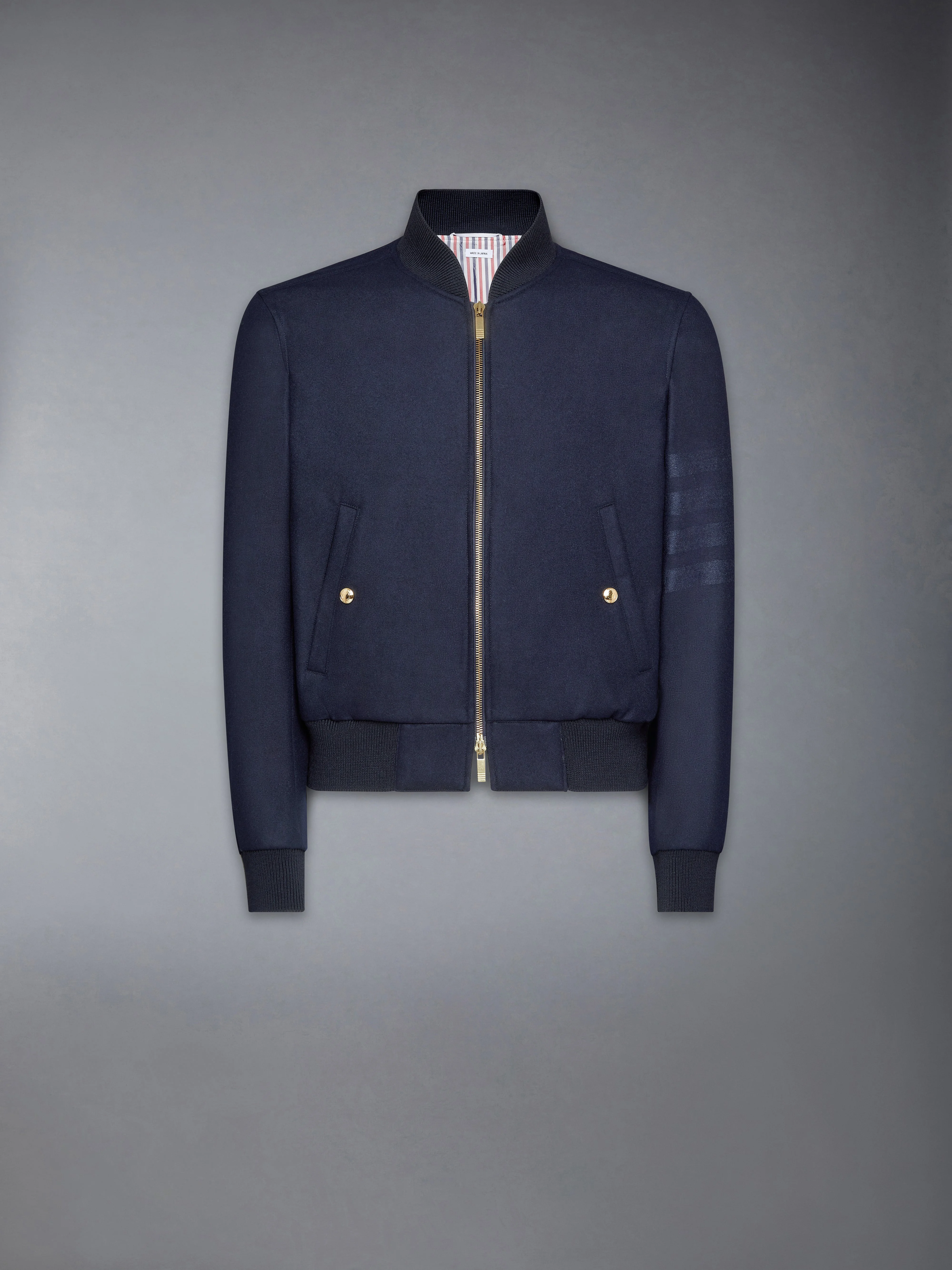 Navy Wool Cashmere Flannel Blouson Tonal 4-Bar Jacket - 1