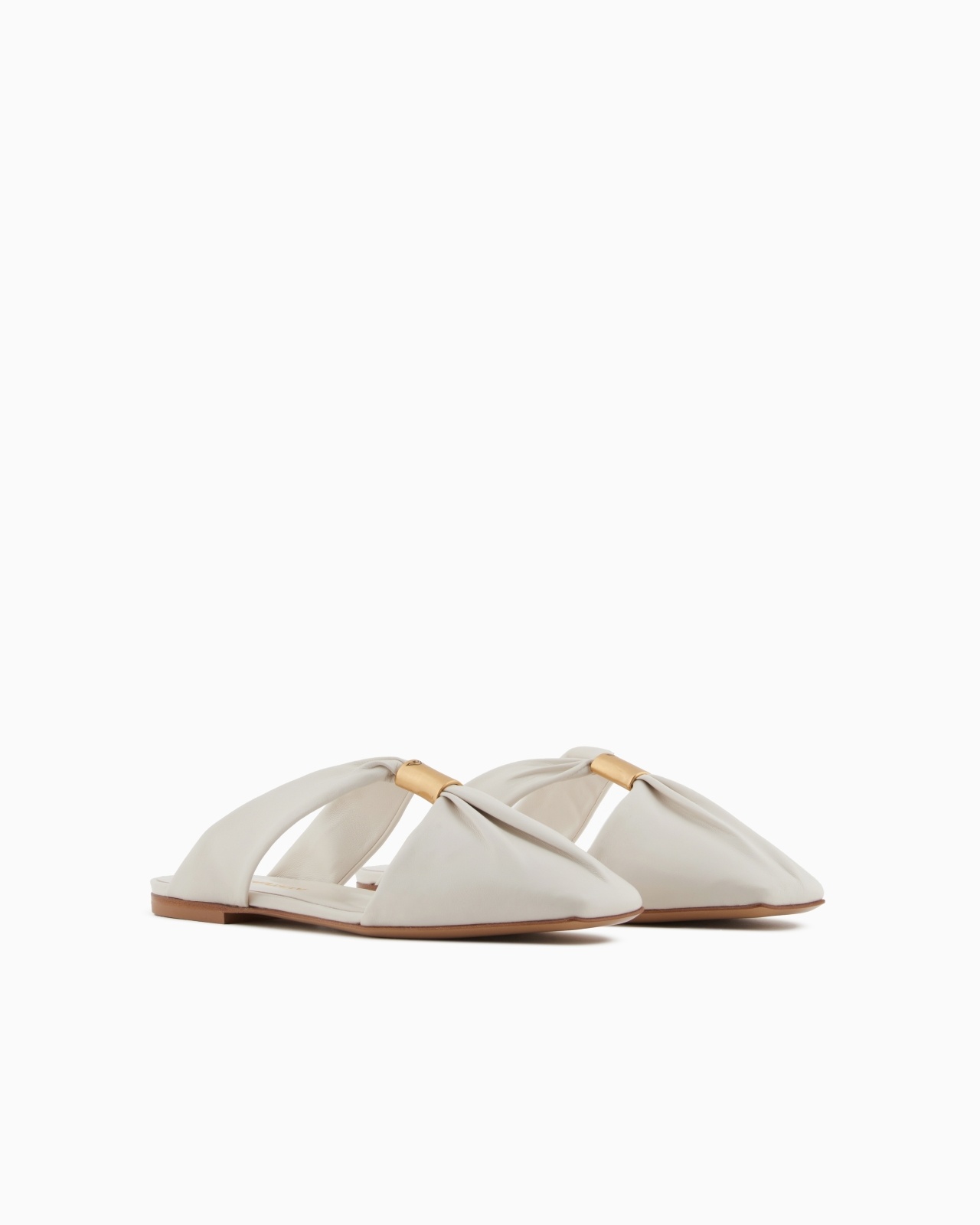 NAPPA-LEATHER MULES WITH METALLIC LOGO - 2