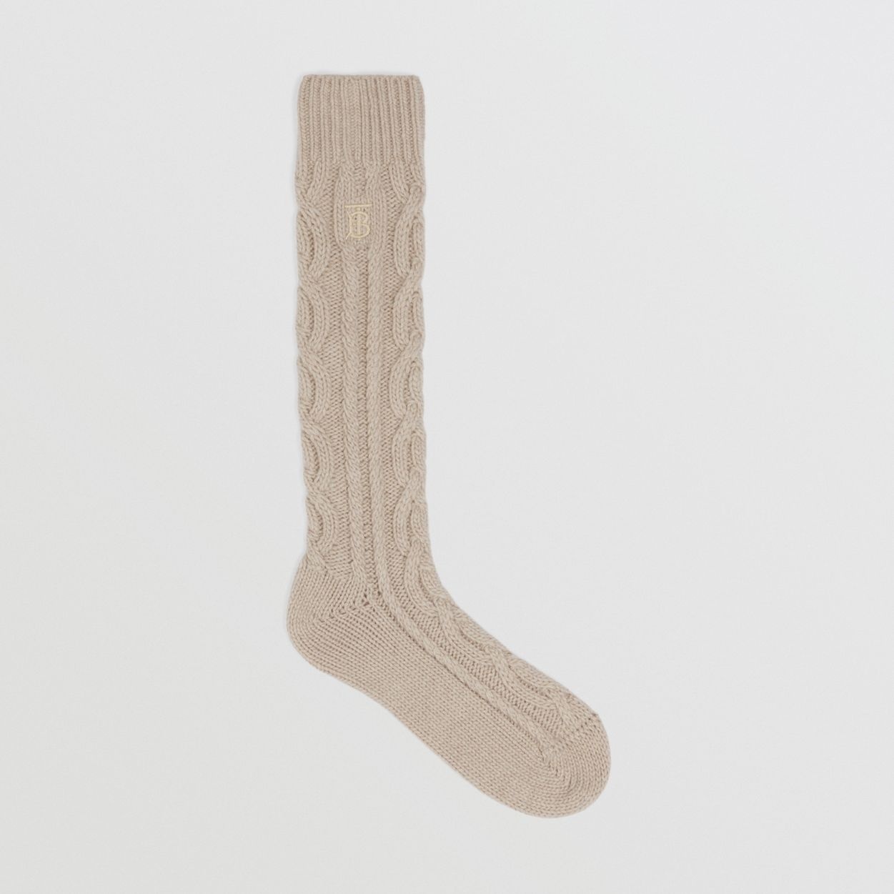 Cable Knit Cashmere Blend Socks - 1
